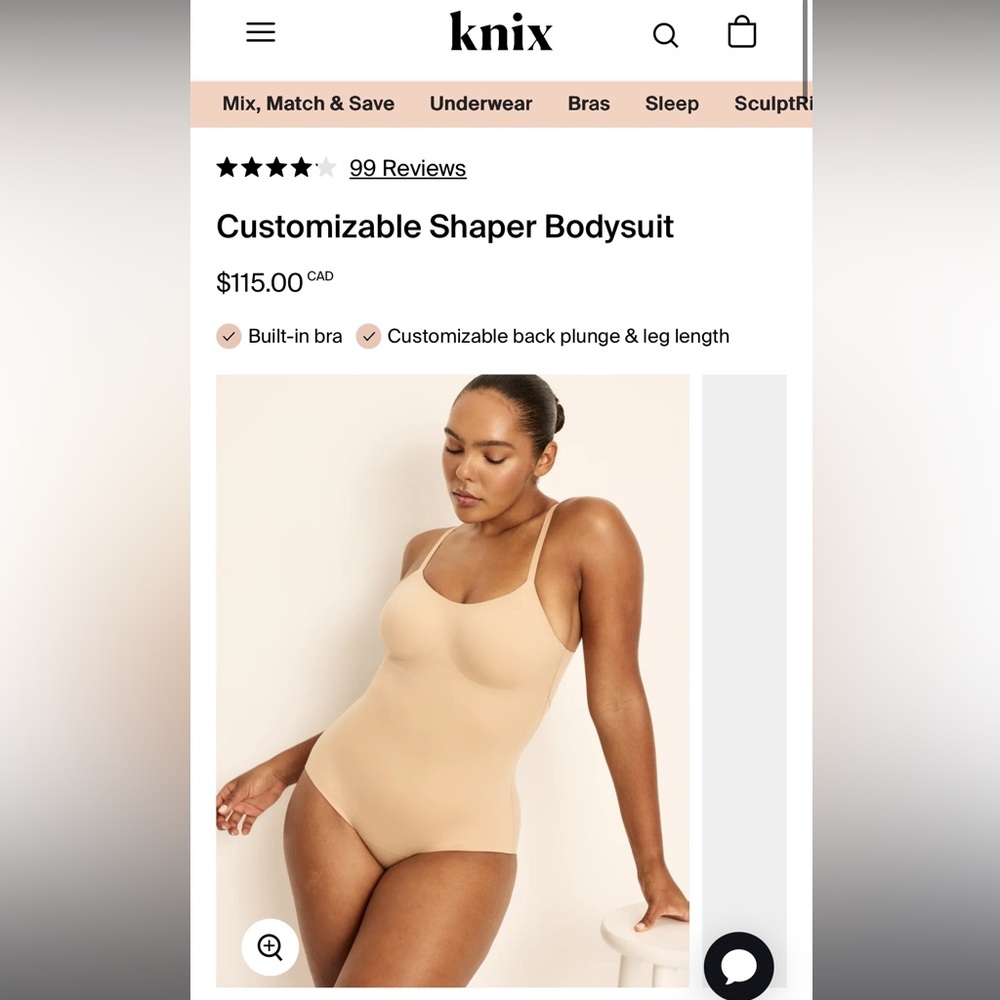 Knix Customizable Shaper Bodysuit in Beige Large + (D Cup)